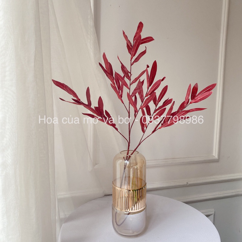 Cành Lá Oliu Giả Cao Cấp Merber  Loại 6 Nhánh 90cm Màu Kem/Xanh/Xanh Mint - Cành Ô Liu Khô Trang Trí Decor Nhà