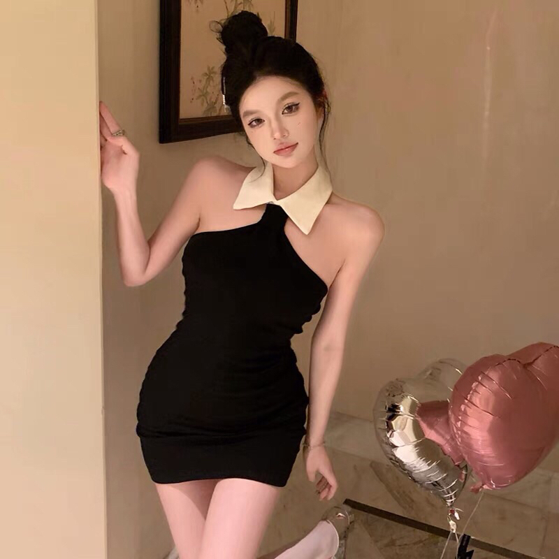 Đầm cổ yếm cổ bẻ sát nách ôm body sexy Ulzzang tiểu thư siêu xinh ❤️