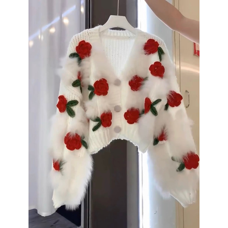 ÁO LEN LÔNG VŨ TAG HOA 3G SIÊU XINH