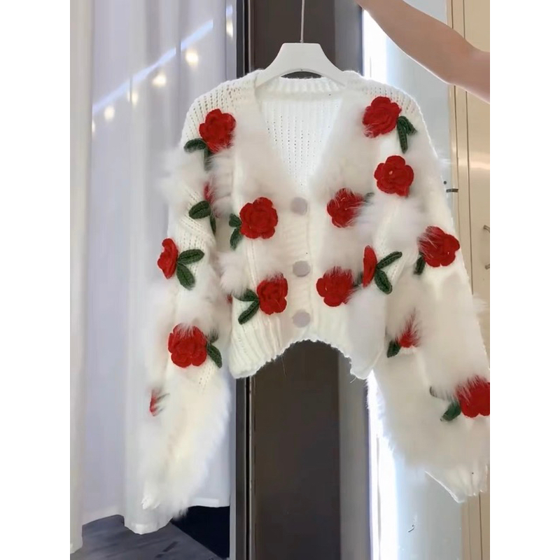 ÁO LEN LÔNG VŨ TAG HOA 3G SIÊU XINH