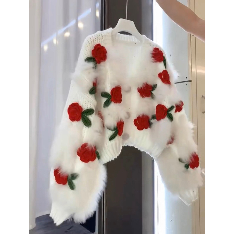 ÁO LEN LÔNG VŨ TAG HOA 3G SIÊU XINH