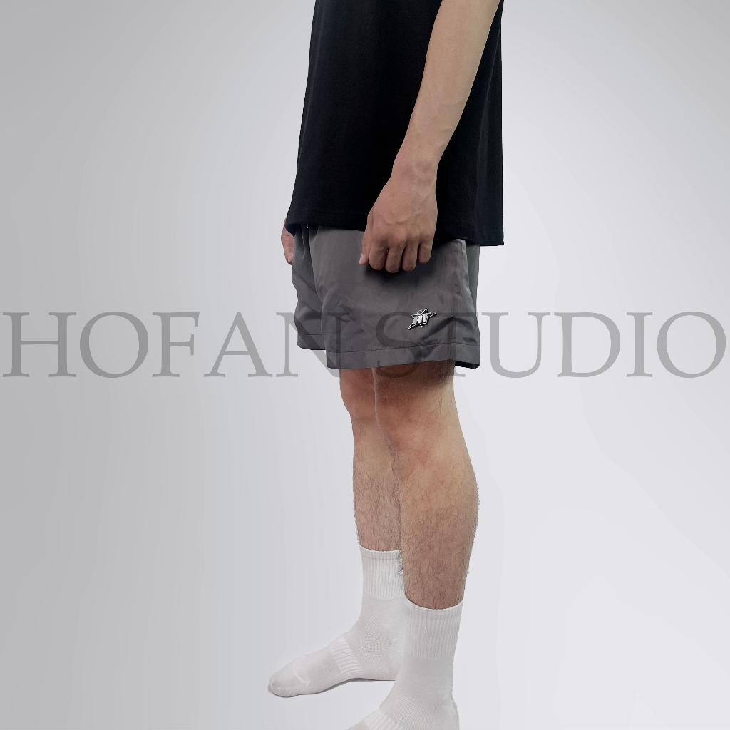 Quần short dù gió thể thao HOFAN LOGO BASIC form trên đầu gối siêu nhẹ thoải mái chống nước có lót lưới