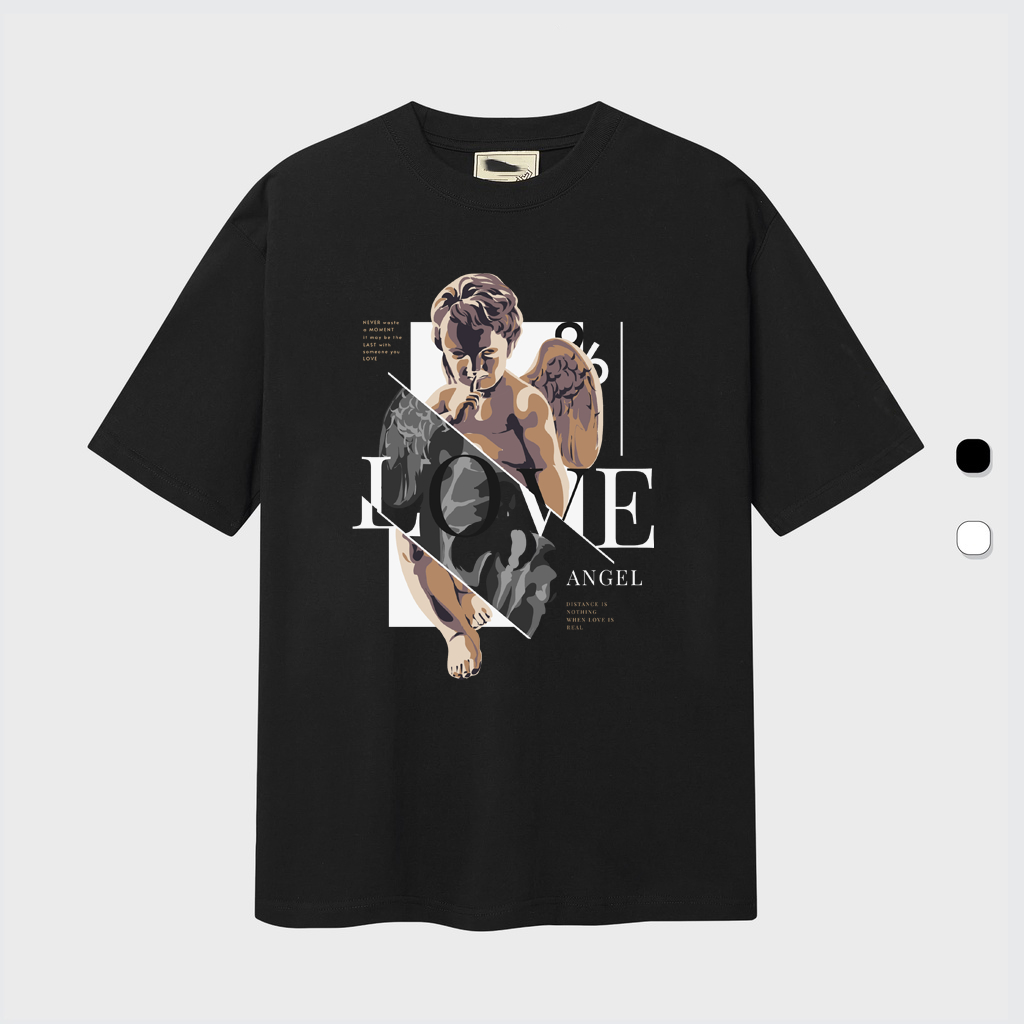 Áo thun tay lỡ nam nữ form rộng unisex thiên thần LOVE chất cotton mềm rẻ