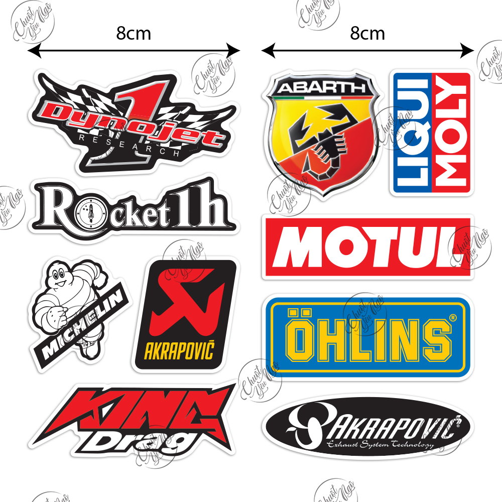 Combo 20 logo tem decal dán xe không trùng