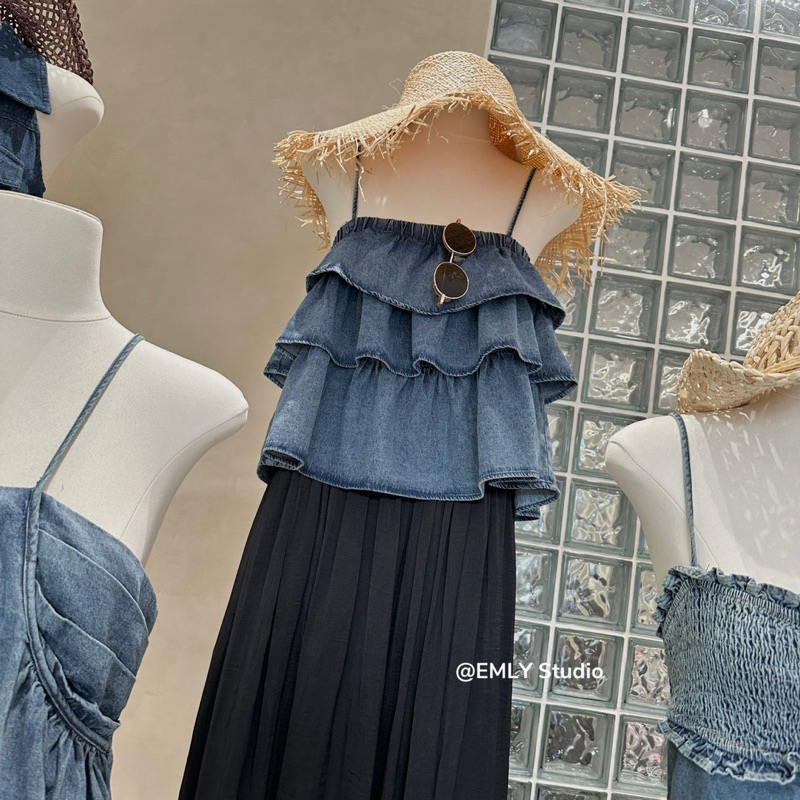 [NEW]ÁO 2S DENIM XẾP TẦNG MẶC 2 KIỂU ÁO HOẶC CHÂN VÁY siêu hot