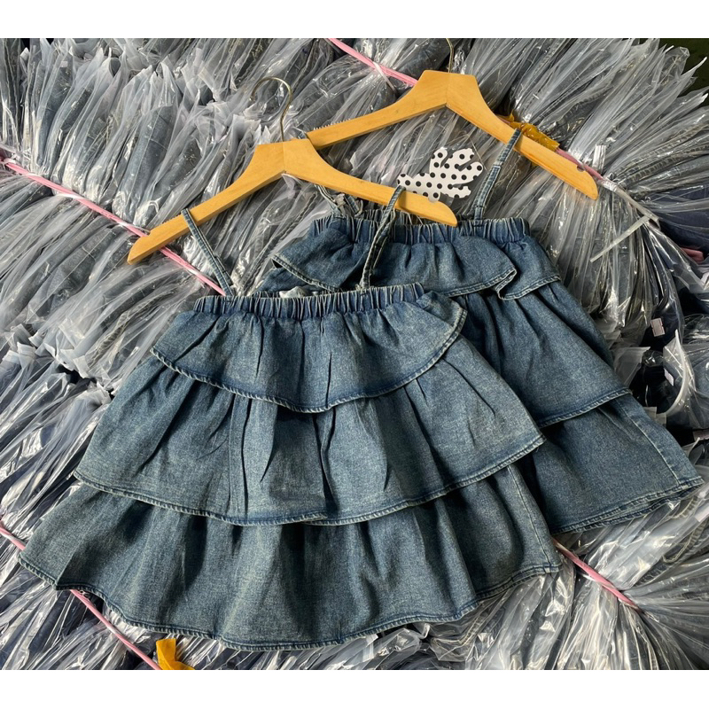 [NEW]ÁO 2S DENIM XẾP TẦNG MẶC 2 KIỂU ÁO HOẶC CHÂN VÁY siêu hot