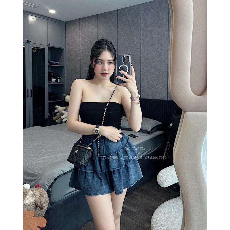 [NEW]ÁO 2S DENIM XẾP TẦNG MẶC 2 KIỂU ÁO HOẶC CHÂN VÁY siêu hot