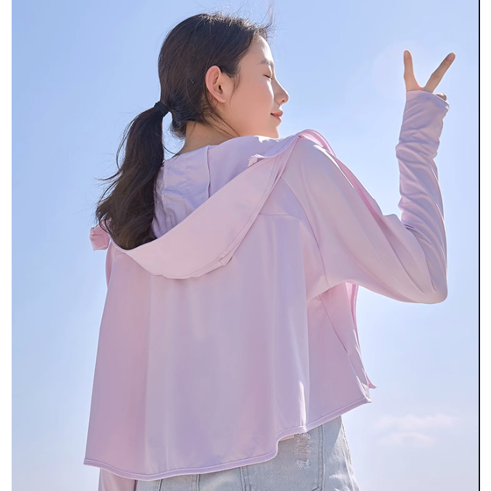Áo Chống nắng nữ Điều Hoà Chống Tia UV UPF50+ vải thun lạnh có mũ rộng vành dáng ngắn croptop công nghệ nhật bản A100 | BigBuy360 - bigbuy360.vn
