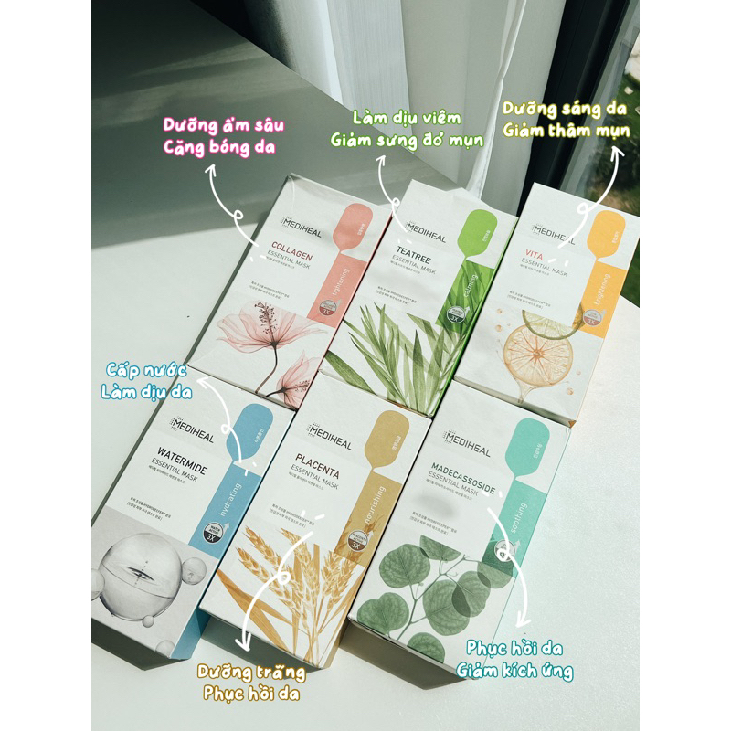 Mặt nạ giấy Mediheal Essential x3 Mask giúp dưỡng ẩm làm dịu phục hồi sáng da