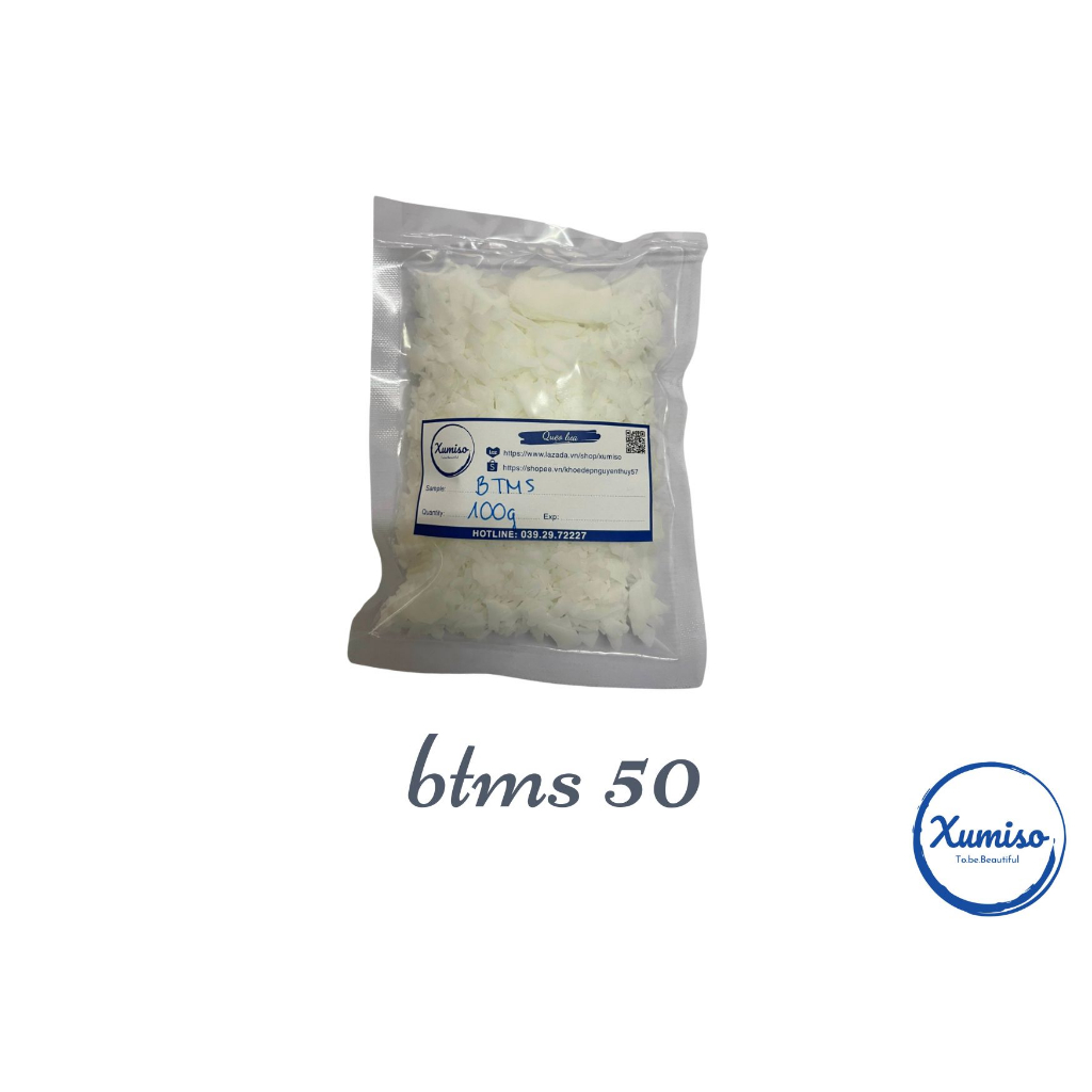 BTMS 50 - sáp nhũ hóa dầu xả - nguyên liệu mỹ phẩm 100G