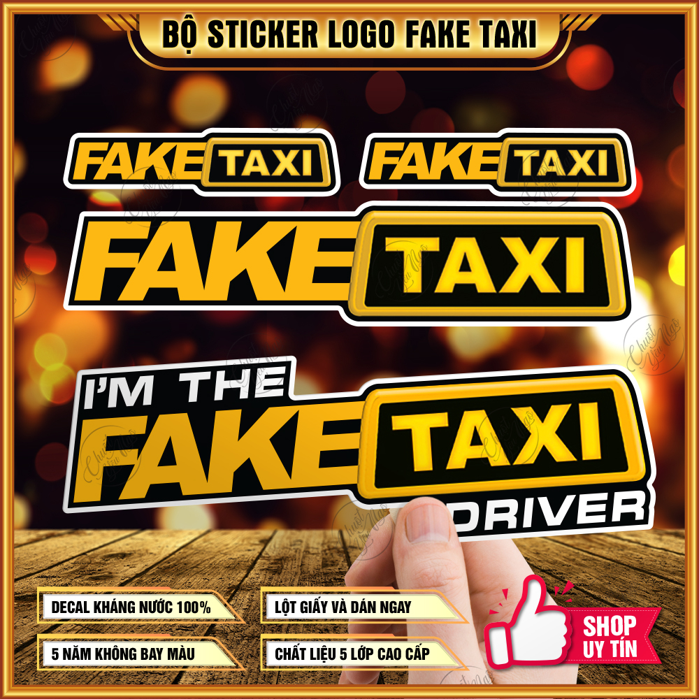 Bộ logo tem xe Fake Taxi hình dán trang trí xe máy