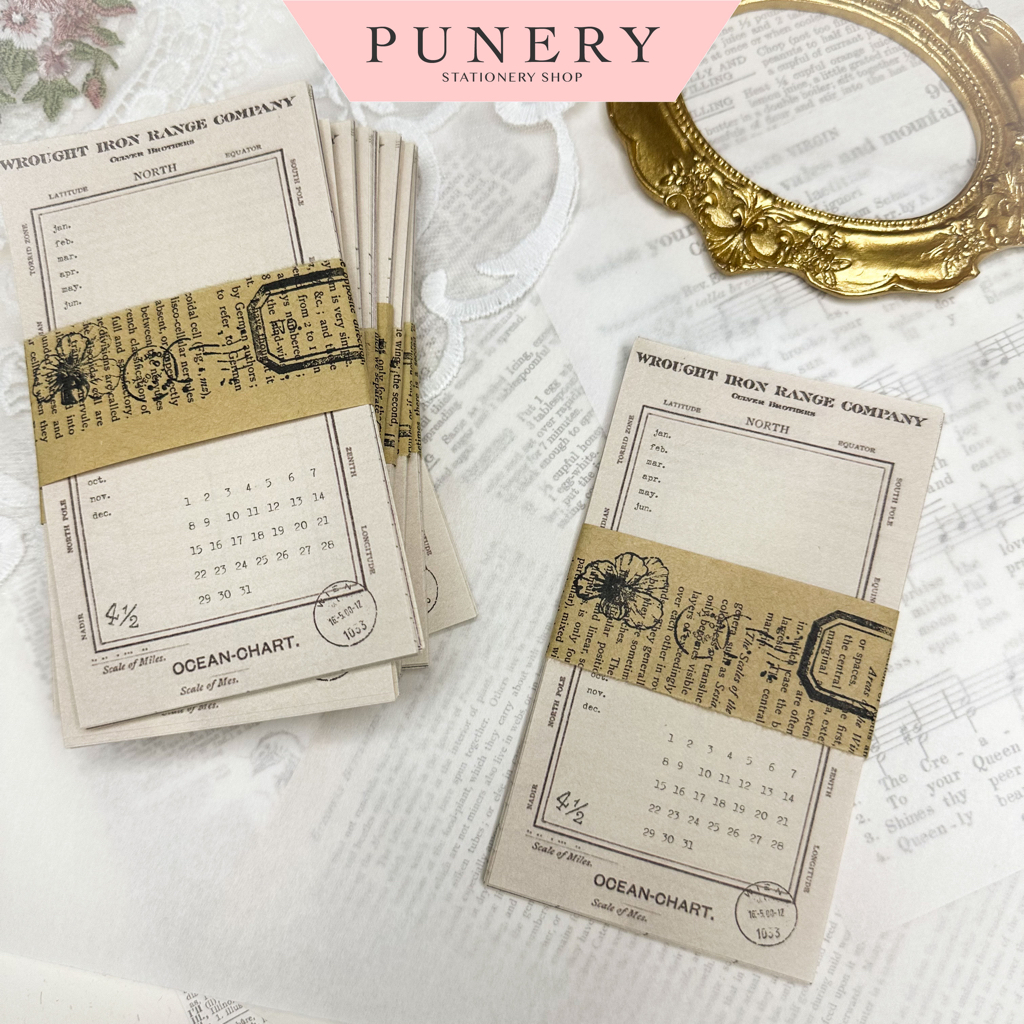 PUNERY - PU024 - Set 25 tờ giấy note, ghi chú, decor Vintage