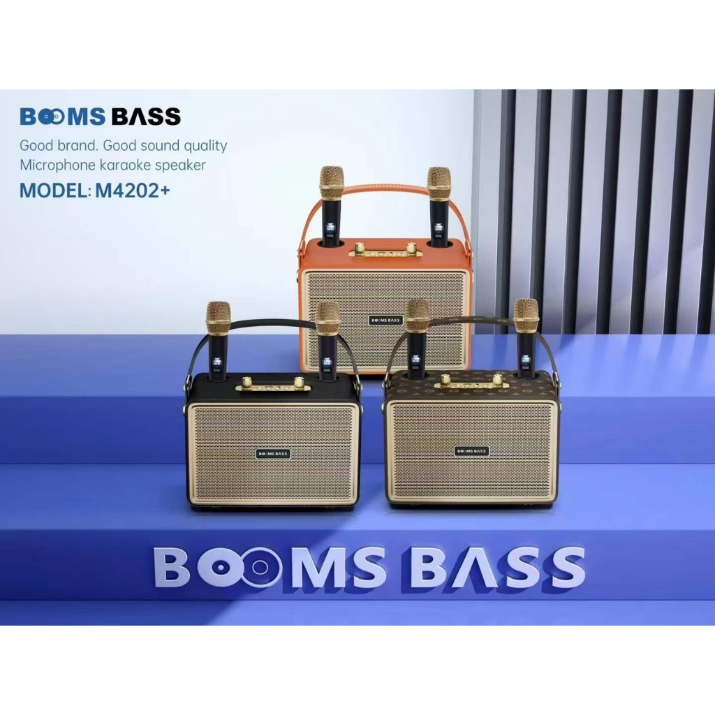 Loa bluetooth BoomBass M4202 kèm 2 micro không dây xách tay công xuất 20W, âm thanh trầm ấm, bass căng- TECHHIGH