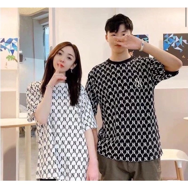 Áo thun MLB NY in hoạ tiết Monogram cao cấp, áo phông NY MLB nam nữ cực đẹp