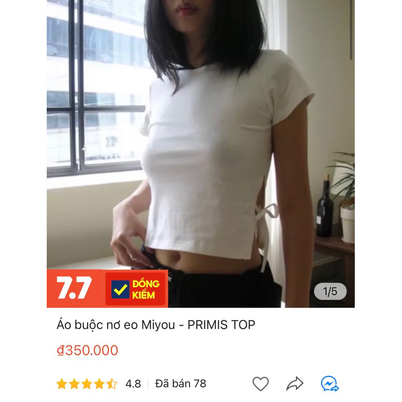 Áo thun buộc nơ eo Miyou - PRIMIS TOP