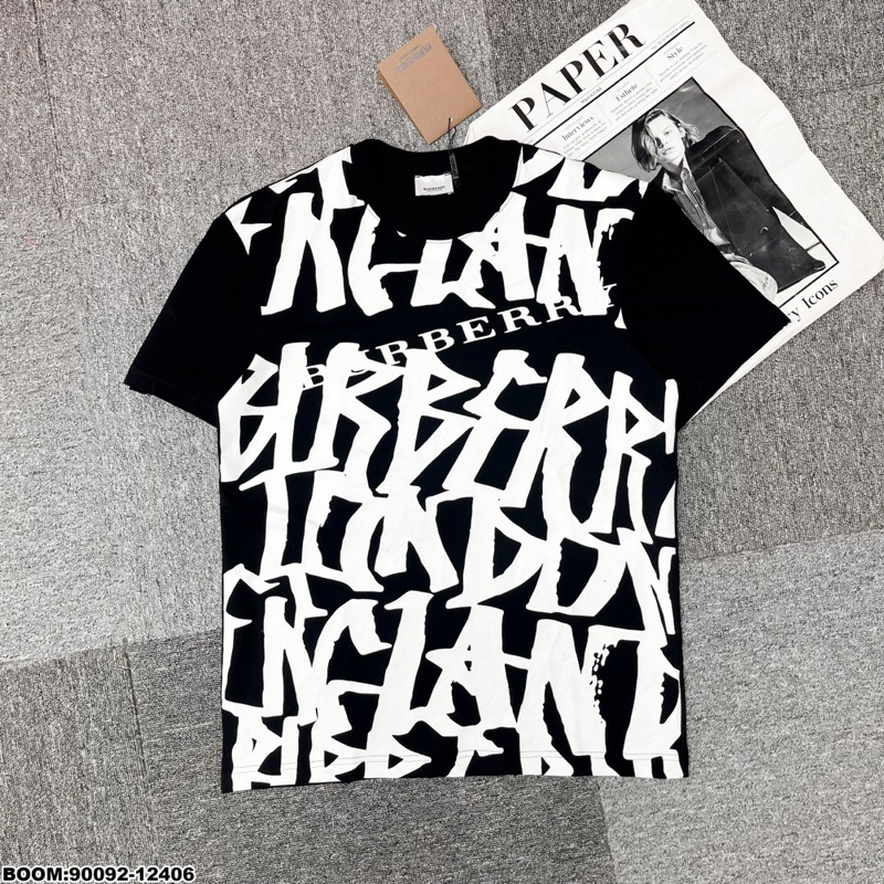 Áo phông nam nữ Premium Cotton in chữ BBR monogram in rối mặt trước phong cách đường phố streetwear HV23