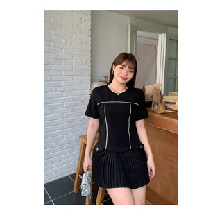 Áo thun đen nữ cổ tròn vạt bầu big size 5XL 100-110kg