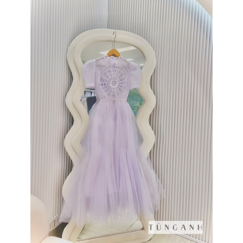 ĐẦM ĐÍNH KẾT PHỐI TÙNG SIÊU XINH MÀU TÍM VÀ HỒNG CAM