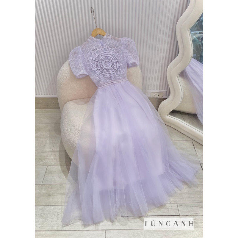 ĐẦM ĐÍNH KẾT PHỐI TÙNG SIÊU XINH MÀU TÍM VÀ HỒNG CAM