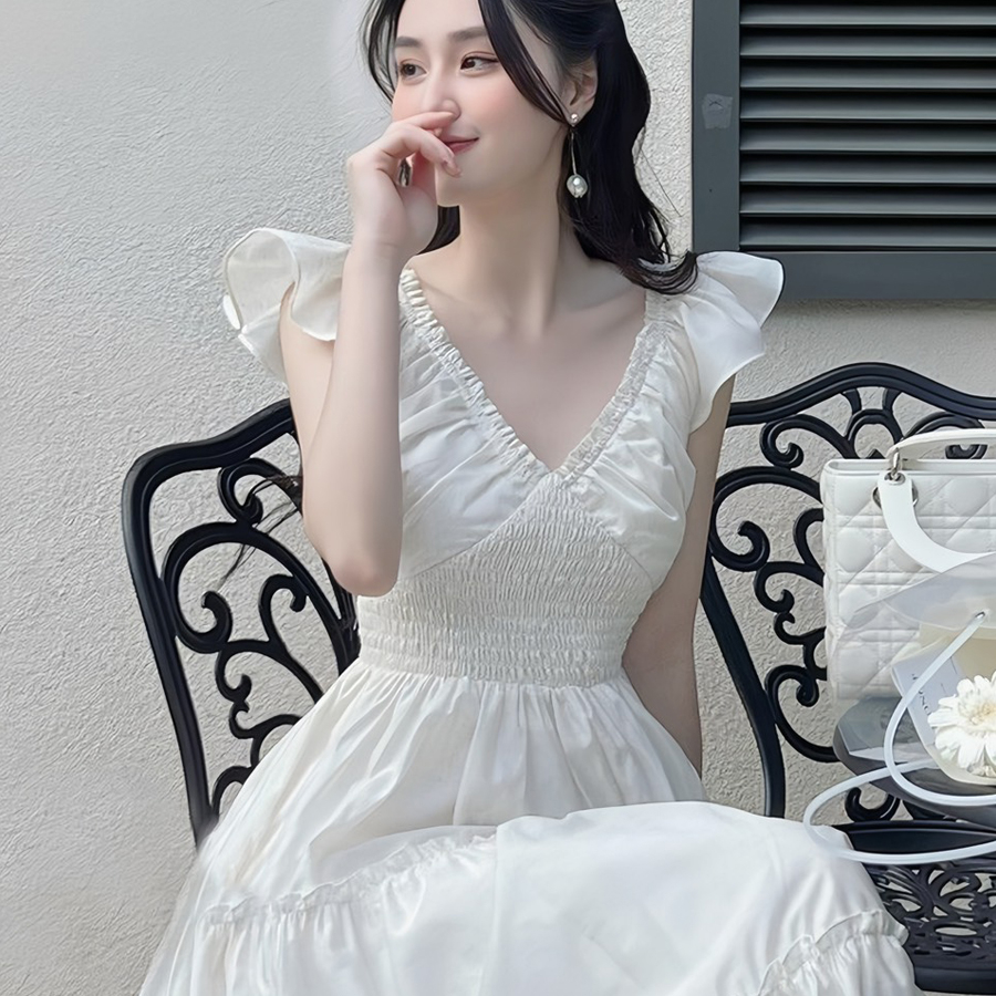 Váy Nữ Thiết Kế Nhún Eo VM12, Đầm Maxi Đi Biển Chất Liệu Cao Cấp | BigBuy360 - bigbuy360.vn