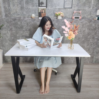Bàn làm việc  mẫu chân chữ K lắp ráp (R60*D120*C75CM) mặt gỗ MDF TRẮNG dày 17mm chân sắt chắc chắn