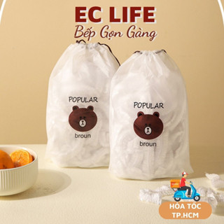 Màng bọc thực phẩm PE túi hình gấu vòng thun co giãn chắc chắn có thể tái sử dụng EC Life 0820