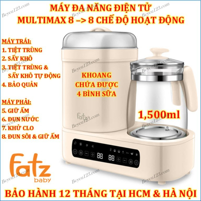 MULTIMAX 8 - Máy tiệt trùng và hâm nước pha sữa đa năng điện tử Fatzbaby - Multimak Fatz FB9022BK