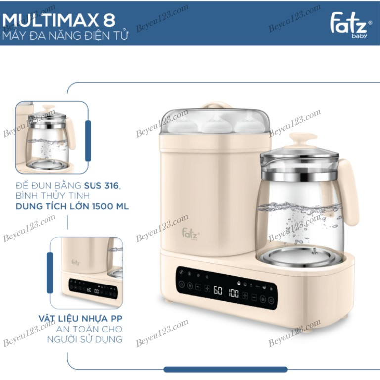 MULTIMAX 8 - Máy tiệt trùng và hâm nước pha sữa đa năng điện tử Fatzbaby - Multimak Fatz FB9022BK