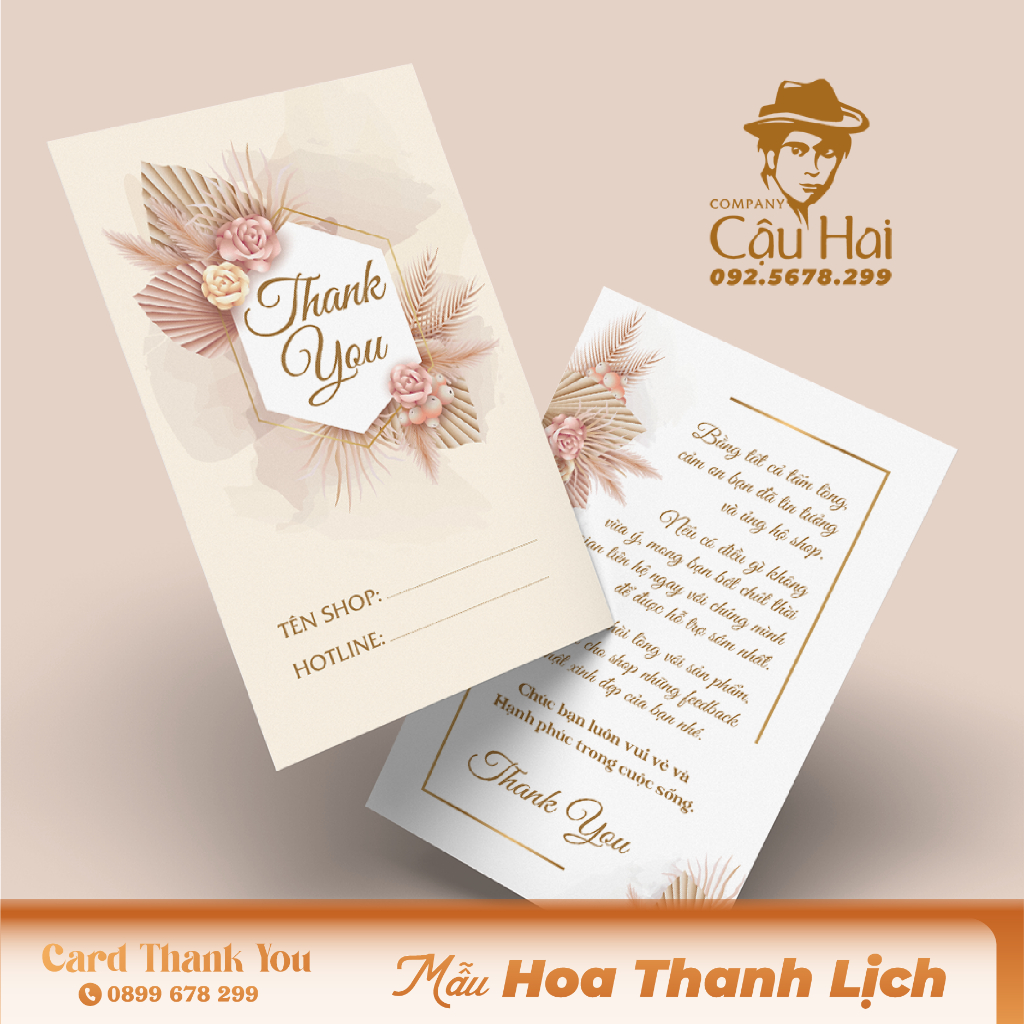 50 CARD CẢM ƠN, CARD THANK YOU  ĐIỀN TÊN + SDT SHOP