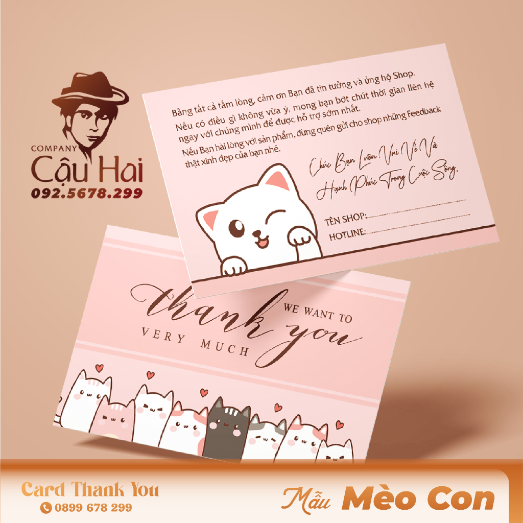 50 CARD CẢM ƠN, CARD THANK YOU  ĐIỀN TÊN + SDT SHOP