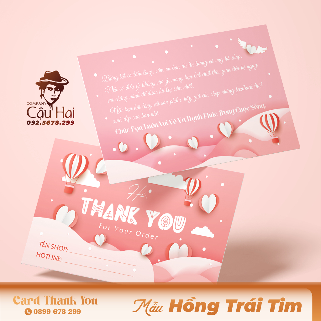 50 CARD CẢM ƠN, CARD THANK YOU  ĐIỀN TÊN + SDT SHOP
