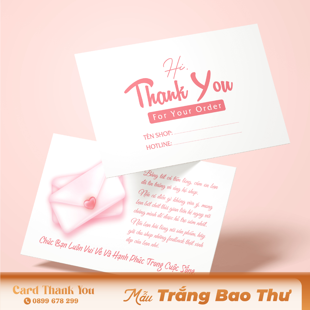 50 CARD CẢM ƠN, CARD THANK YOU  ĐIỀN TÊN + SDT SHOP