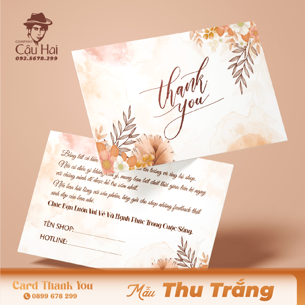 50 CARD CẢM ƠN, CARD THANK YOU  ĐIỀN TÊN + SDT SHOP