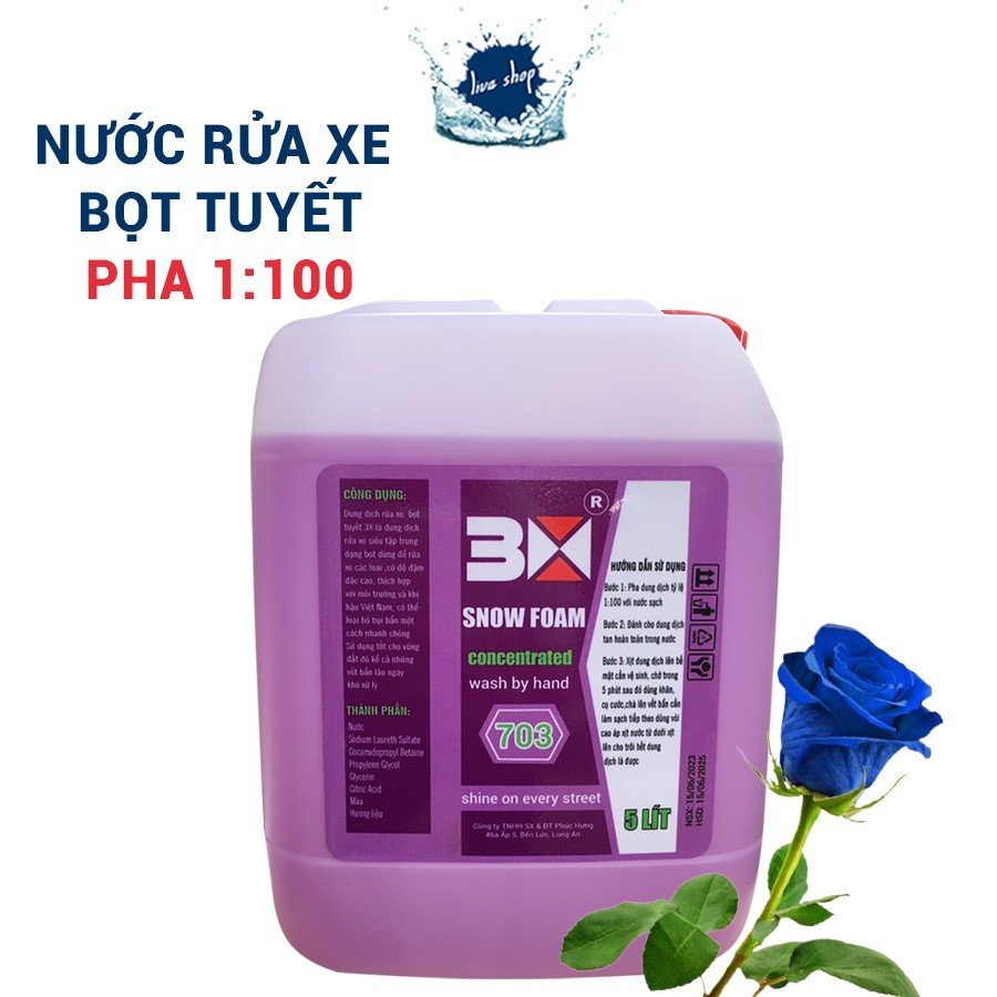 NƯỚC RỬA XE BỌT TUYẾT 3X 703 CAN 5 LÍT SIÊU TIẾT KIỆM