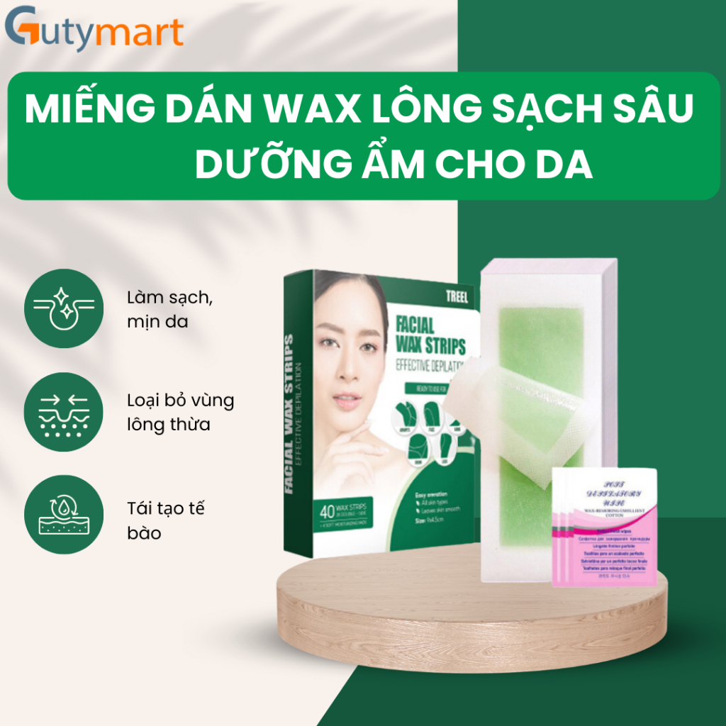 Hộp 40 miếng Tẩy lông mặt, ria mép cho nữ,nam. Wax lông an toàn làm từ sản phẩm thiên nhiên phù hợp cho nhiều loại da