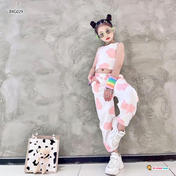 Set croptop quần jogger dễ thương cho bé gái BXG028