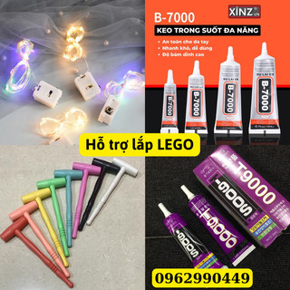 Dây đèn led trang trí lego loại nhiều màu dài 1m, keo t900, keo b7000 búa gõ dụng cụ hỗ trợ lắp ráp lego