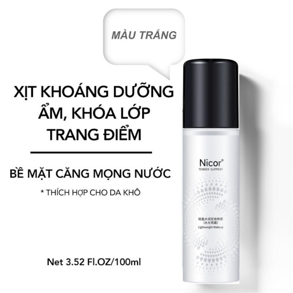 Xịt Khoá Makeup Nicor 100ml Cố Định Lớp Trang Điểm 12 Giờ, Xịt Cố Định Trang Điểm Lâu Trôi Dưỡng Ẩm Kiềm Dầu