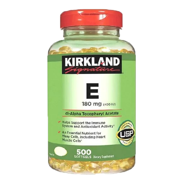 Vitamin E Kirkland Signature 400 IU của Mỹ lọ 500 viên hỗ trợ làm đẹp, dưỡng ẩm cho da