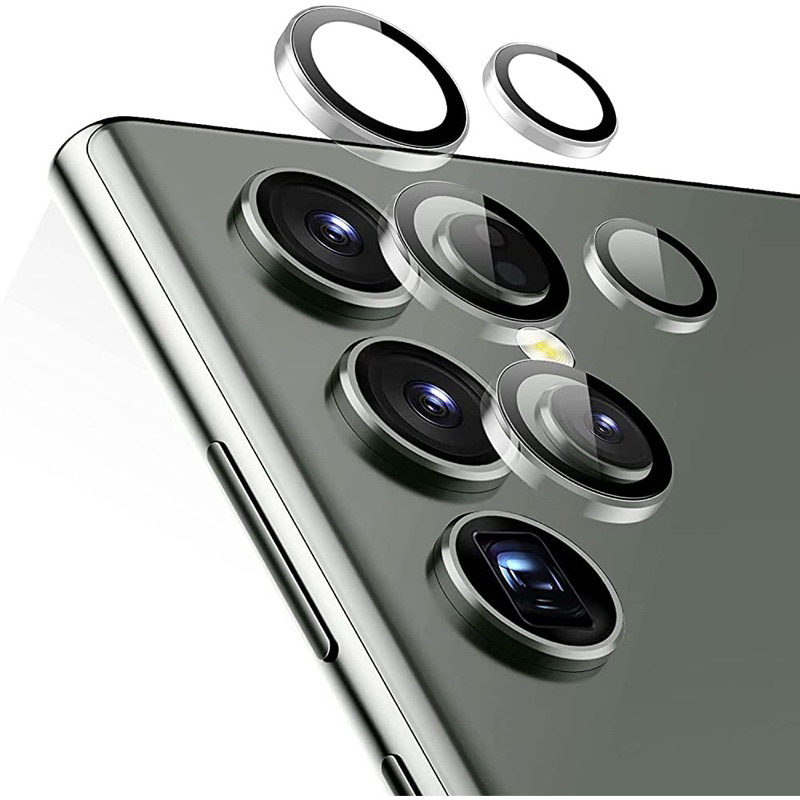 Miếng Dán Cường Lực Camera Viền Màu Samsung S23 Ultra Có Khung Hỗ Trợ Dán