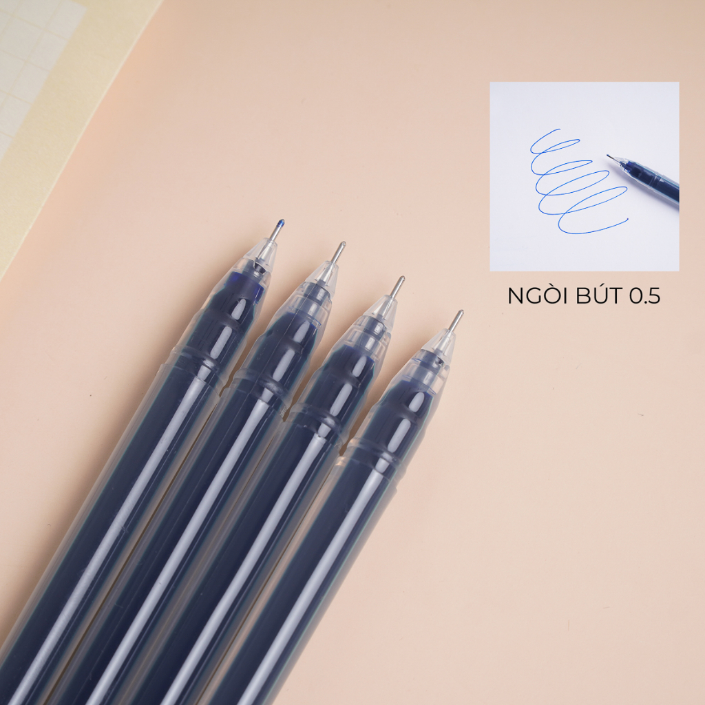 Combo 5 Vở kẻ ngang Campus 80/120trang + 10 bút gel 0.5mm hai màu đen xanh dành cho học sinh