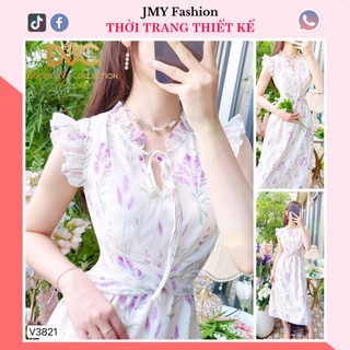 V3821 Váy trắng hoa tím tay cánh tiên nữ tính [Dolce Viva Colection (DVC)] váy đầm tiểu thư dáng dài