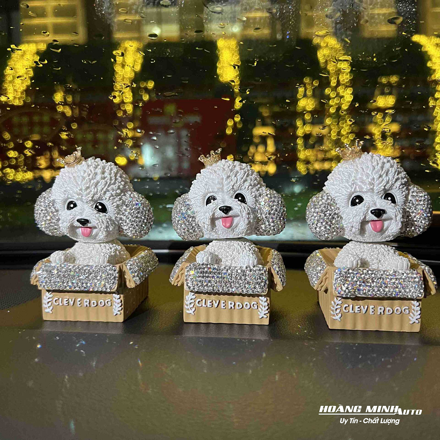 Mô hình chú cún Clever Dog trang trí taplo ô tô, đầu lắc lư dễ thương sang chảnh