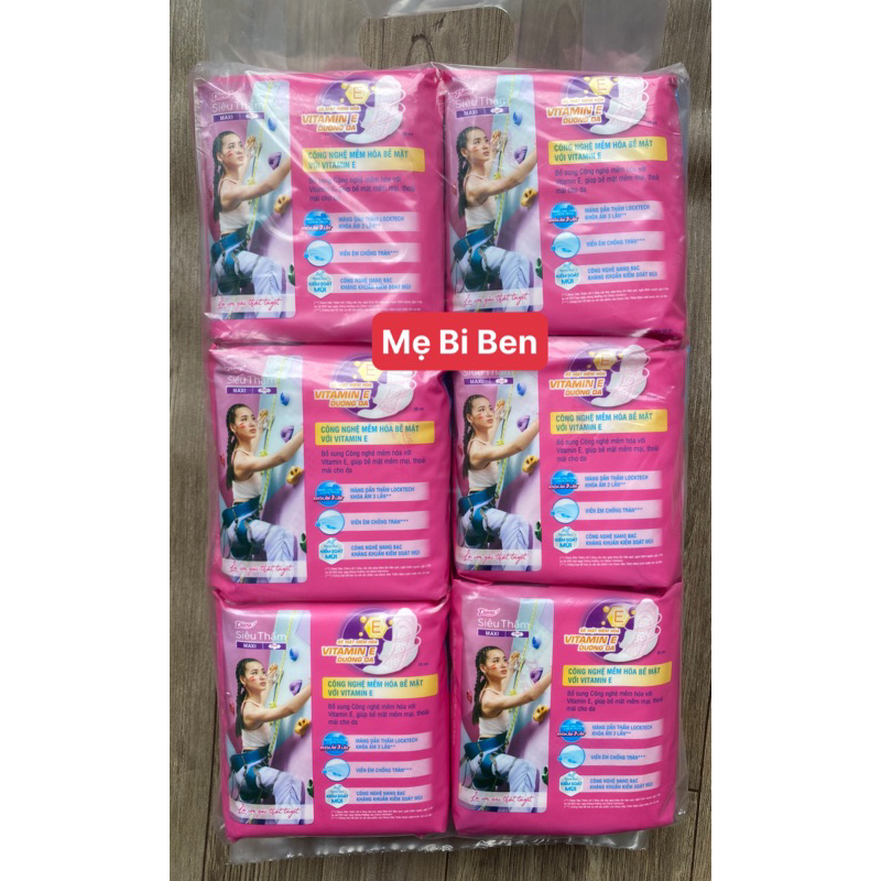Lốc 6 gói băng vệ sinh Diana siêu thấm Dày có cánh Maxi 8 miếng/gói 23cm mặt lưới