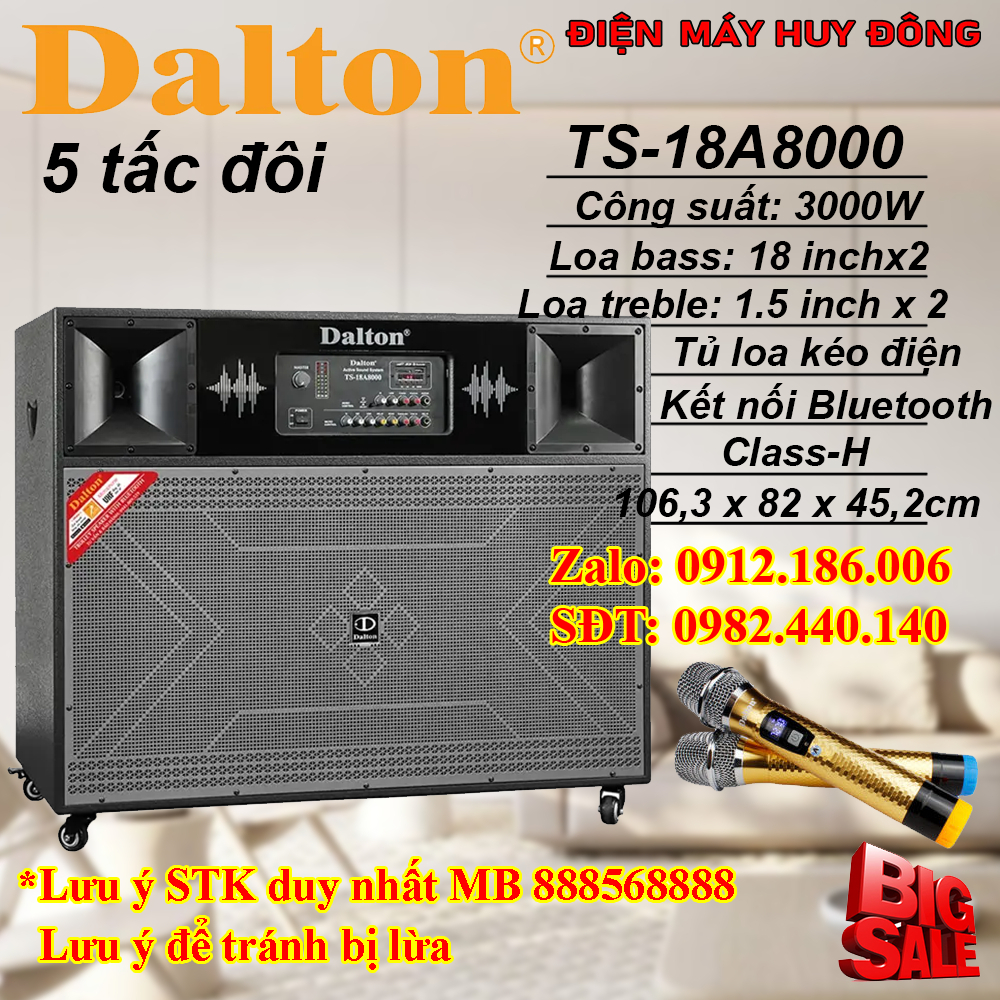 Tủ loa kéo điện 5 tấc đôi Dalton TS-18A8000