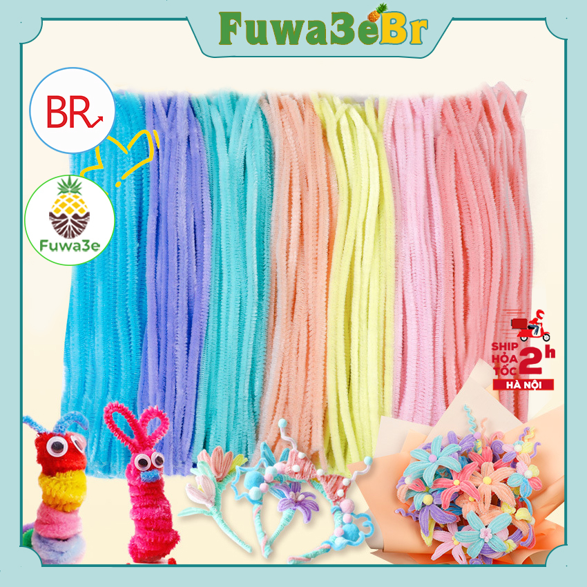Set 100 dây kẽm nhung màu pastel làm đồ handmade, làm tóc- Dây kẽm lông nhiều màu làm đồ chơi hoa trang trí- Br 02000