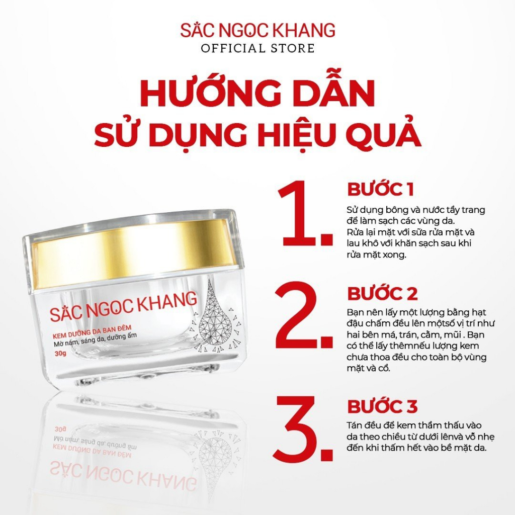 Kem Dưỡng Da Ban Đêm Sắc Ngọc Khang 30g chiết suất từ thiên nhiên giúp dưỡng ẩm, ngăn ngừa lão hóa & mờ nám sạm tàn nhan