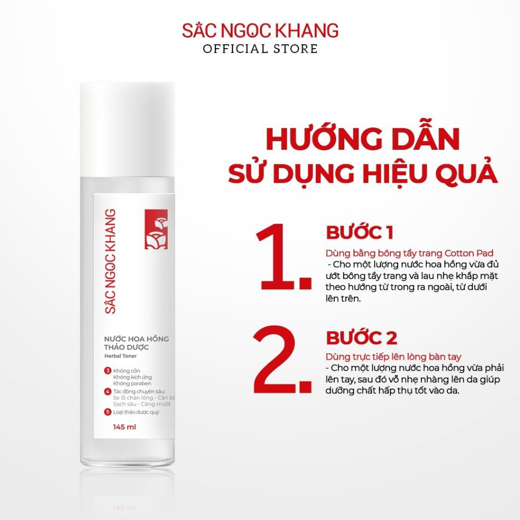 Bộ đôi kết hợp dưỡng da hoàn hảo 2 [Nước hoa hồng Sắc Ngọc Khang 145ml & Kem dưỡng da ban đêm Sắc Ngọc Khang 30g]