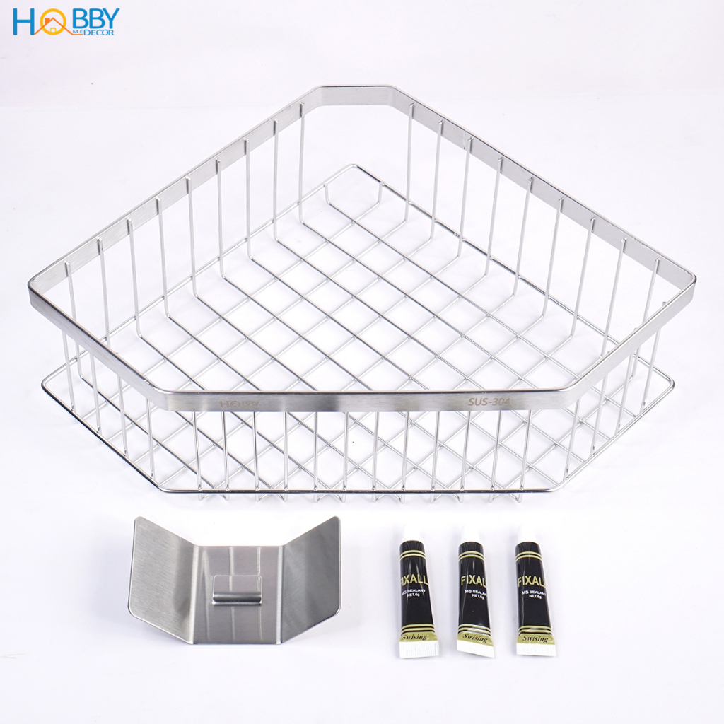 Kệ góc để gia vị góc bếp HOBBY Home Decor KGT dán tường gạch men loại Inox 304 - nhiều tầng tùy chọn