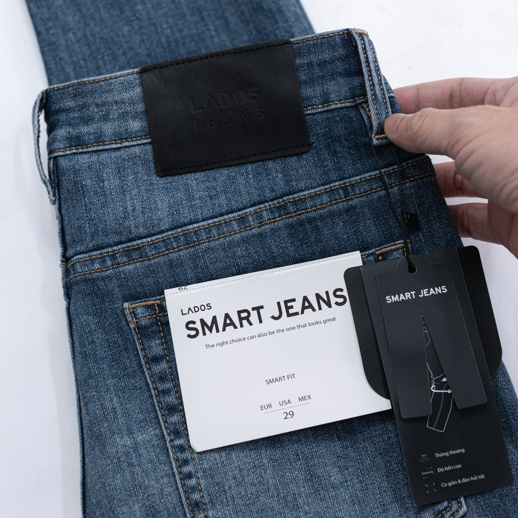 Quần jean nam dài cao cấp trơn smart jeans siêu co giãn LADOS-4098, vận động thoải mái, trẻ trung, không xù lông, dễ phố